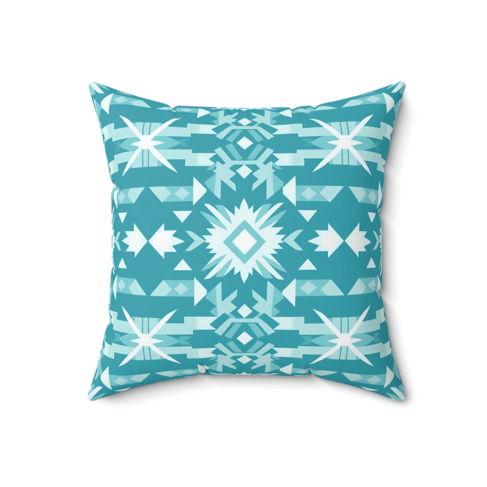 Boho Chic Turquoise Throw Pillow, Cozy Decor, Lumbar Support, Home Accent, Bohemian Style Cushion, Gift for Friends - LOLA VEGAS ART