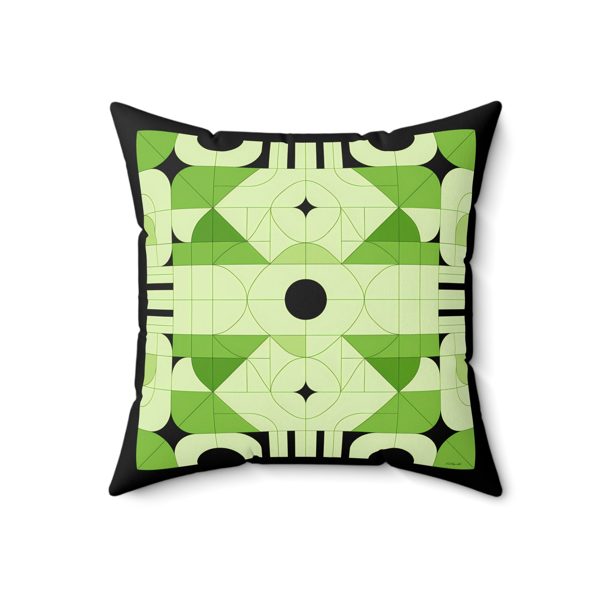 Geometric Green and Black Accent Pillow, Modern Decorative Pillow, Home Decor Gift, Unique Couch Cushion, Boho Pillow, Abstract Decor - LOLA VEGAS ART