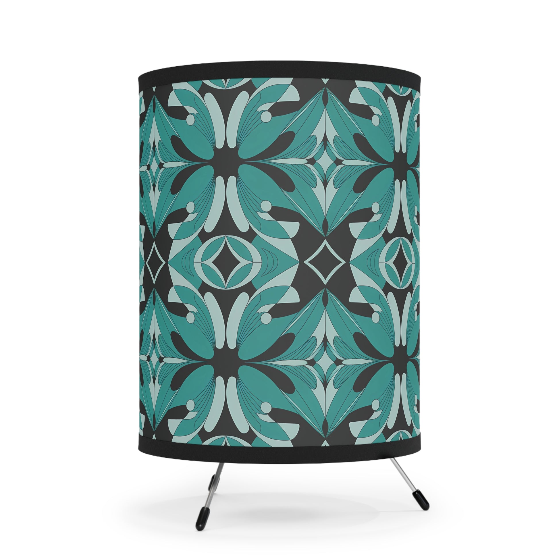 Elegant Tripod Lamp with Floral High-Res Shade, Modern Lighting for Home Decor, Bohemian Style, Gift for Housewarming, Bedroom Lighting - LOLA VEGAS ART