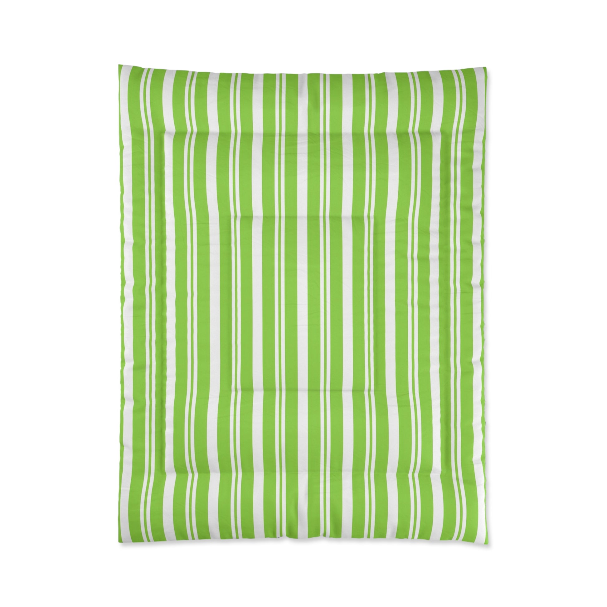 Fresh Green Striped Comforter, Cozy Bedroom Decor, Summer Bedding, Modern Quilt, Eco-Friendly Home Textile, Gift for Nature Lovers - LOLA VEGAS ART