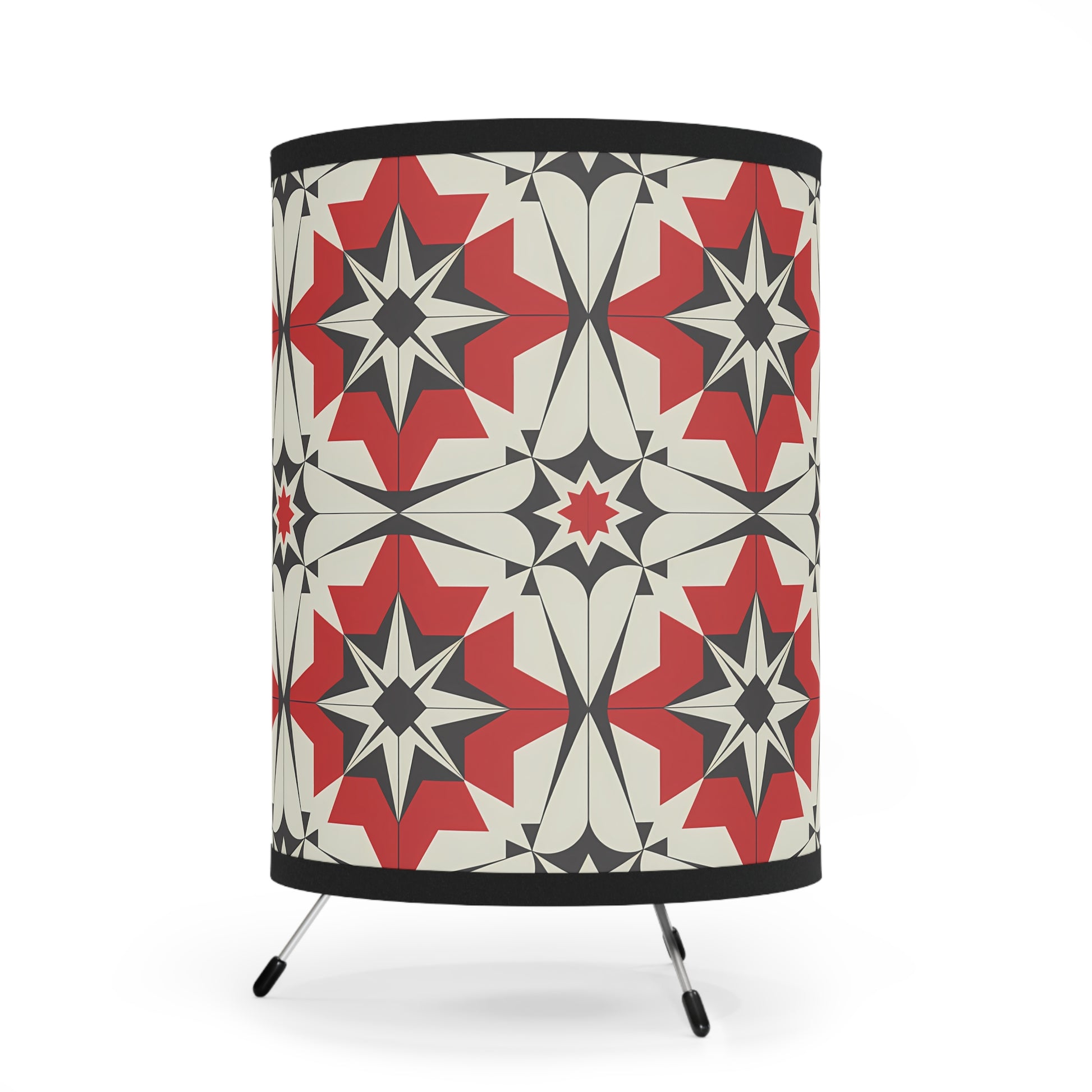 Stylish Tripod Lamp with Geometric Pattern, Modern Decor for Living Rooms, Home Lighting, Festival Gift, Bohemian Style - LOLA VEGAS ART