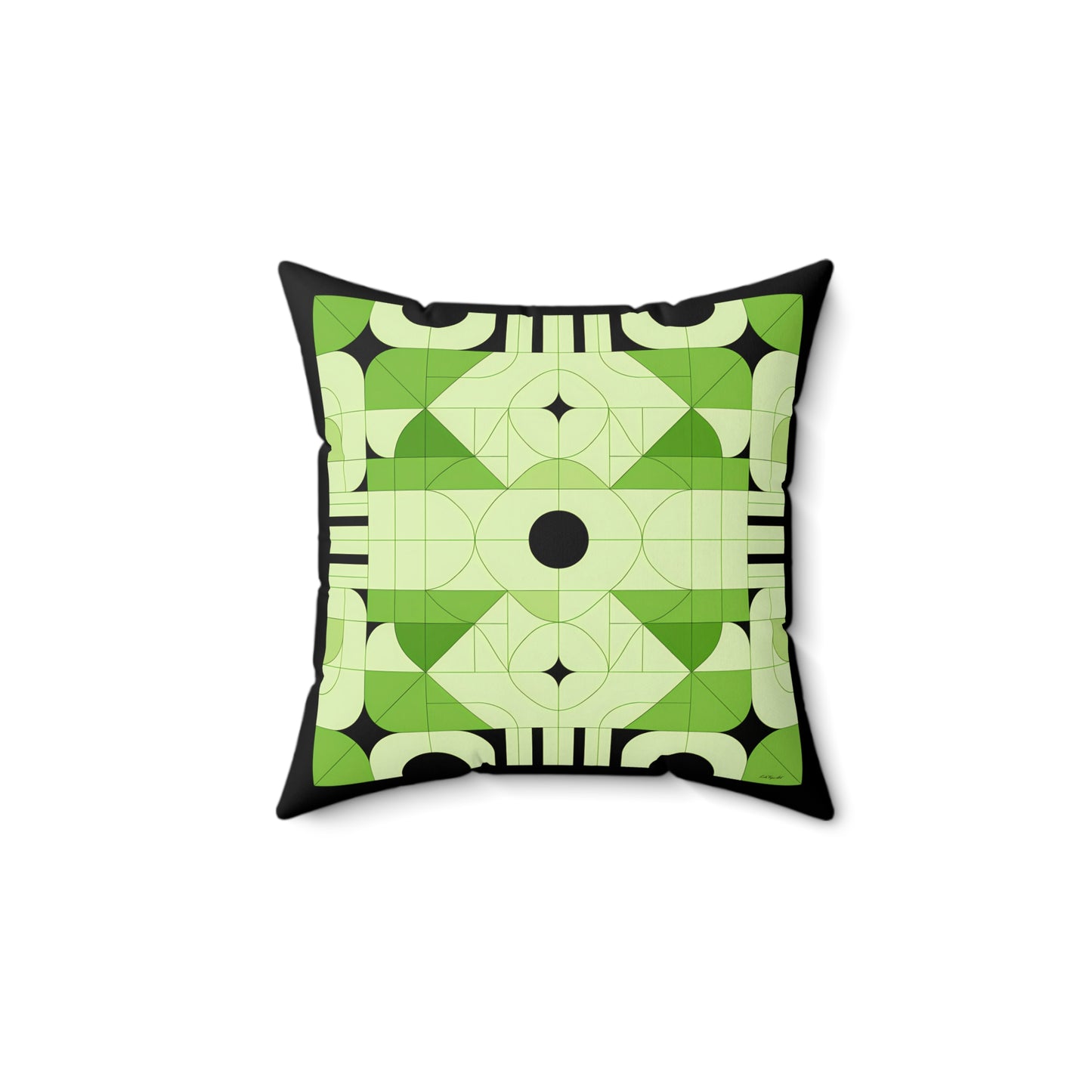 Geometric Green and Black Accent Pillow, Modern Decorative Pillow, Home Decor Gift, Unique Couch Cushion, Boho Pillow, Abstract Decor - LOLA VEGAS ART