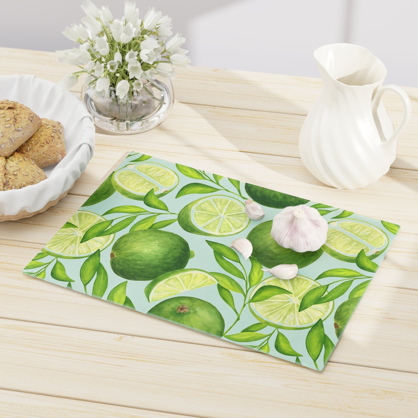 Lime Slice Cutting Board - Tropical Kitchen Decor, Ideal for Gift, Summer Parties, Wedding Registration, Home Chef Essentials, Food Prep - LOLA VEGAS ART