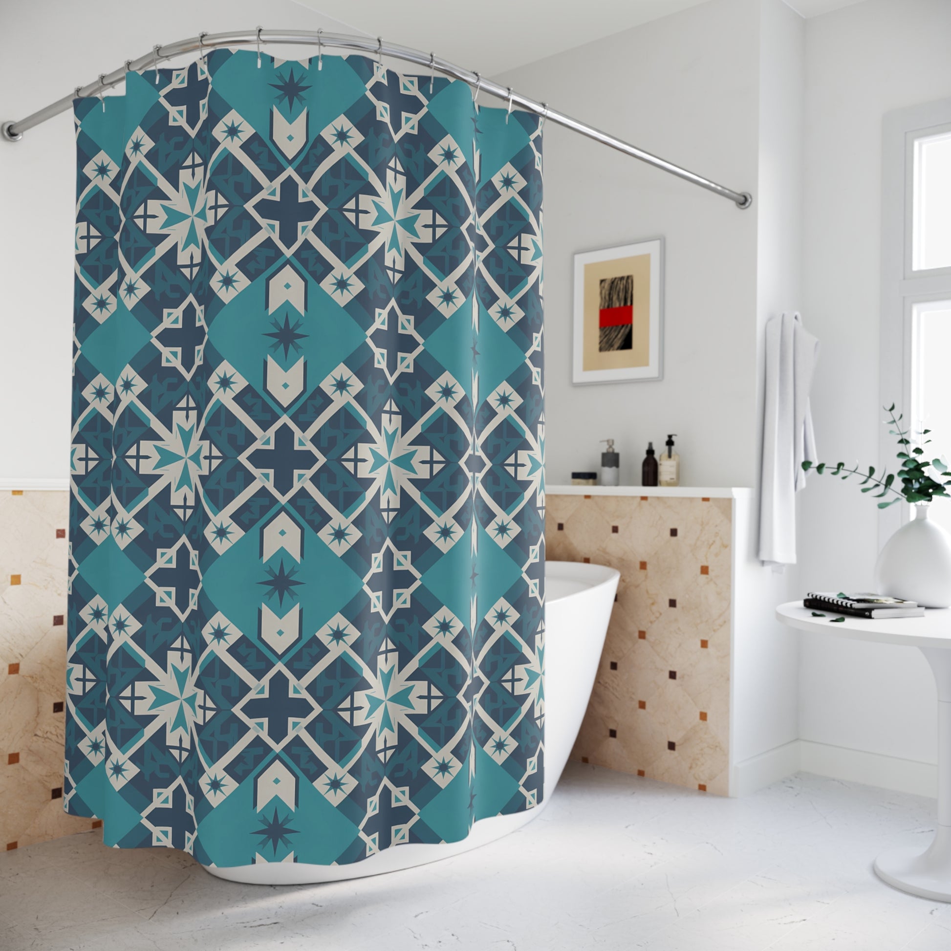Boho Chic Shower Curtain  Stylish Bathroom Decor, Unique Waterproof Fabric, Modern Home Accessory, Gift for Housewarming - LOLA VEGAS ART