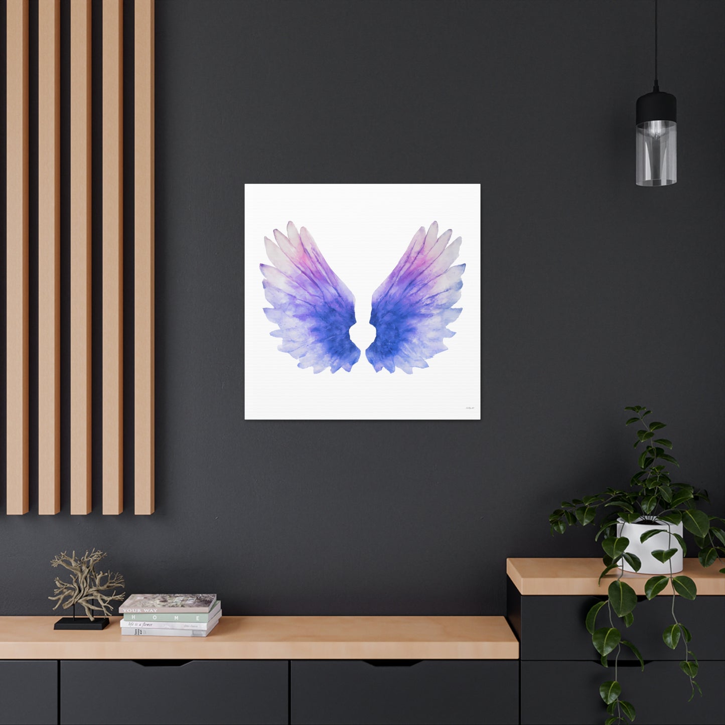 purple angels wings wall art canvas, wall art decor, wall art prints, angel wings art, wings, wall art purple, wall art spiritual