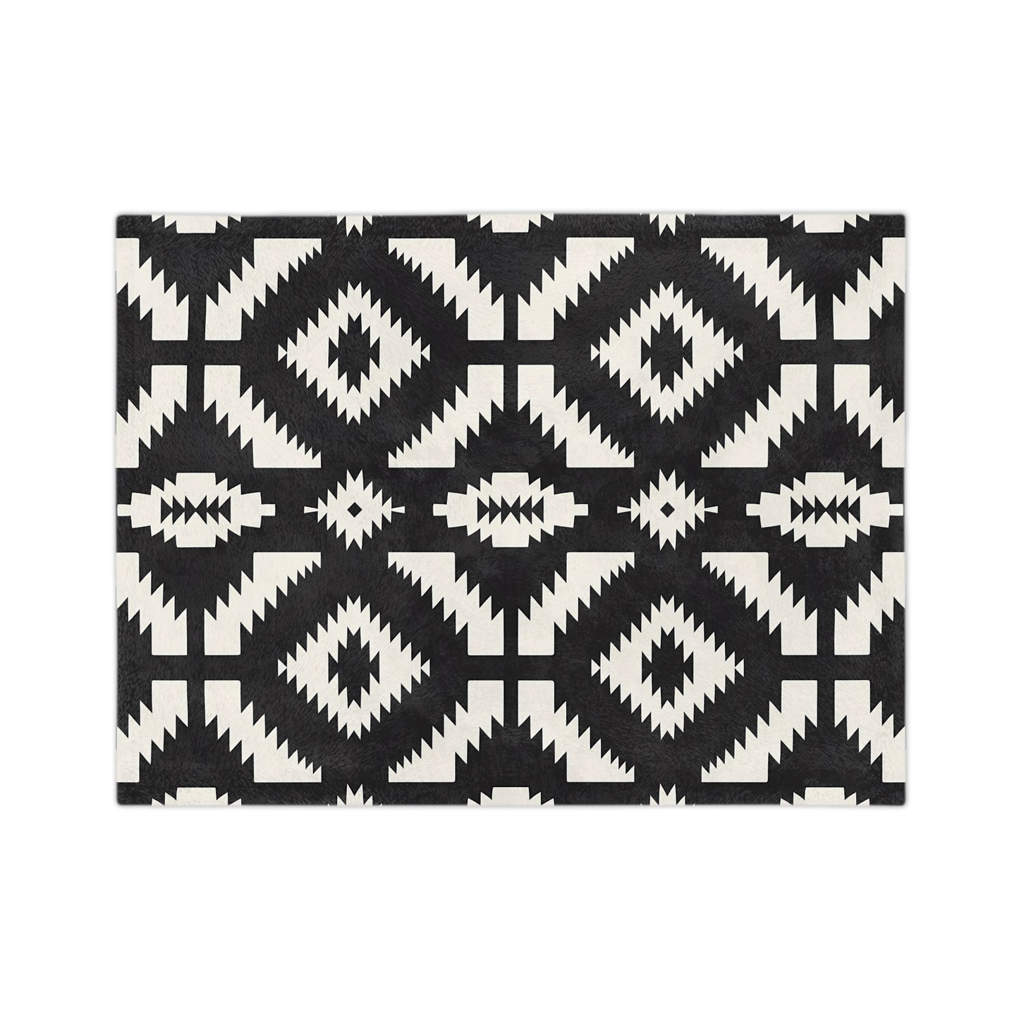 Geometric Pattern Velveteen Blanket, Cozy Microfiber Throw, Modern Home Decor, Rustic Couch Comfort, Black and White Warmth - LOLA VEGAS ART