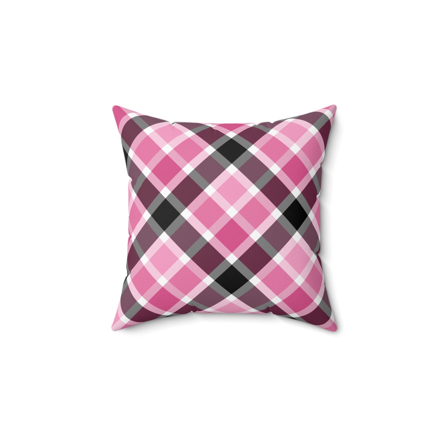 Chic Plaid Square Pillow, Cozy Home Decor, Living Room Accent, Pink Throw Pillow, Gift for Her - LOLA VEGAS ART