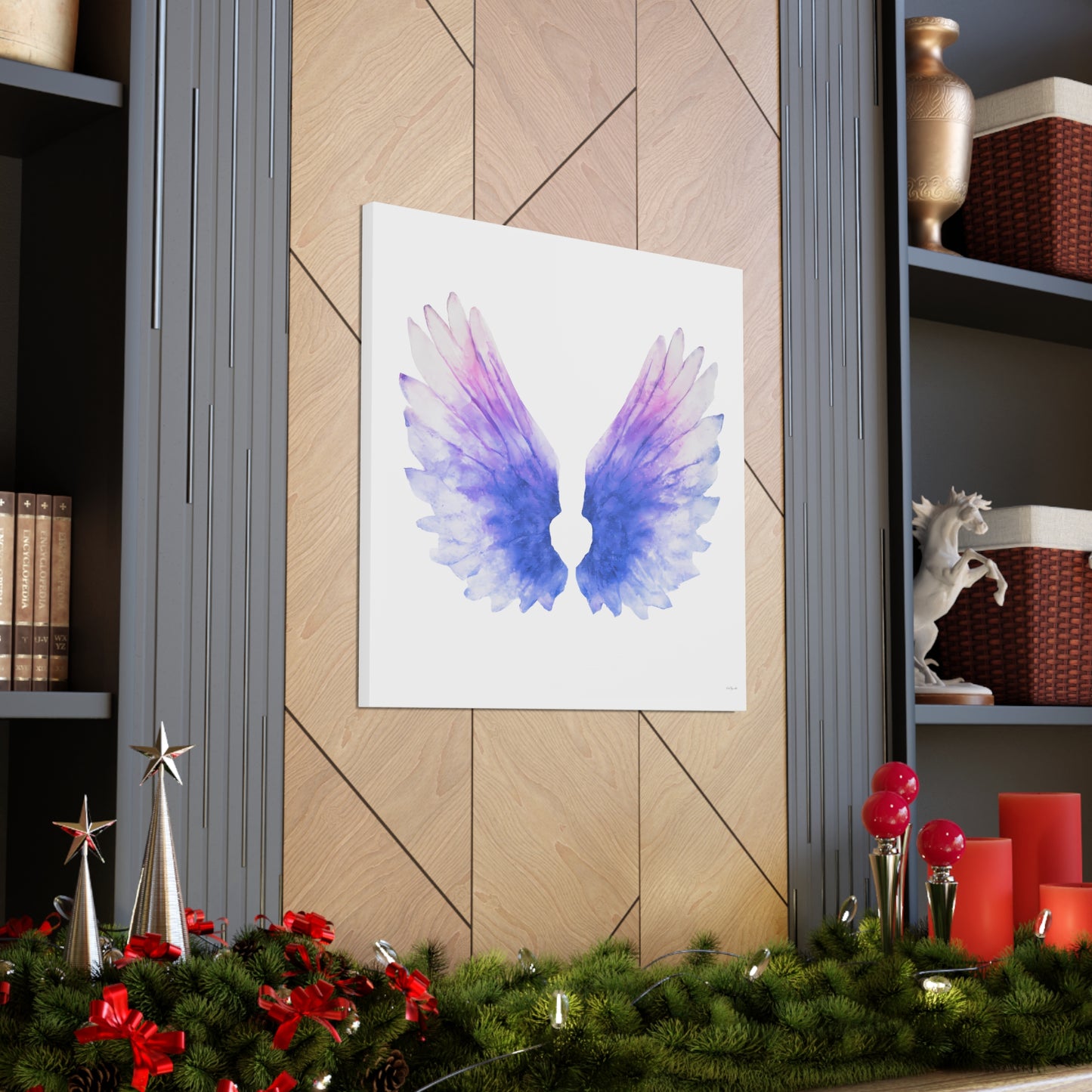 purple angels wings wall art canvas, wall art decor, wall art prints, angel wings art, wings, wall art purple, wall art spiritual