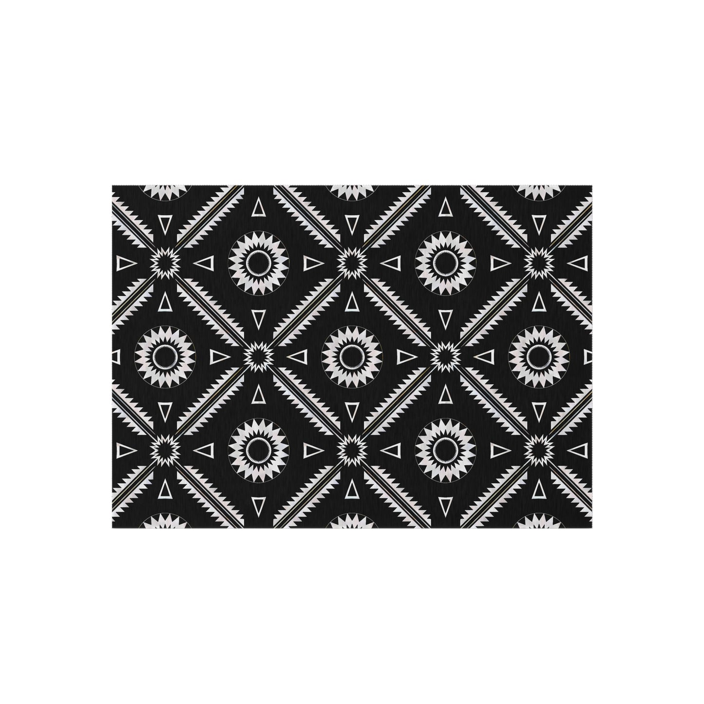Black and White Southwestern Stylish Outdoor Rug for Patios, Boho Home Decor, Deck Mat, Garden Accent Rug, All-Weather Area Rug - LOLA VEGAS ART