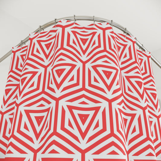 Red Geometric Triangle Pattern Shower Curtain | Modern Bath Decor, Stylish Home Accessory, Gift for Her, Unique Shower Curtain