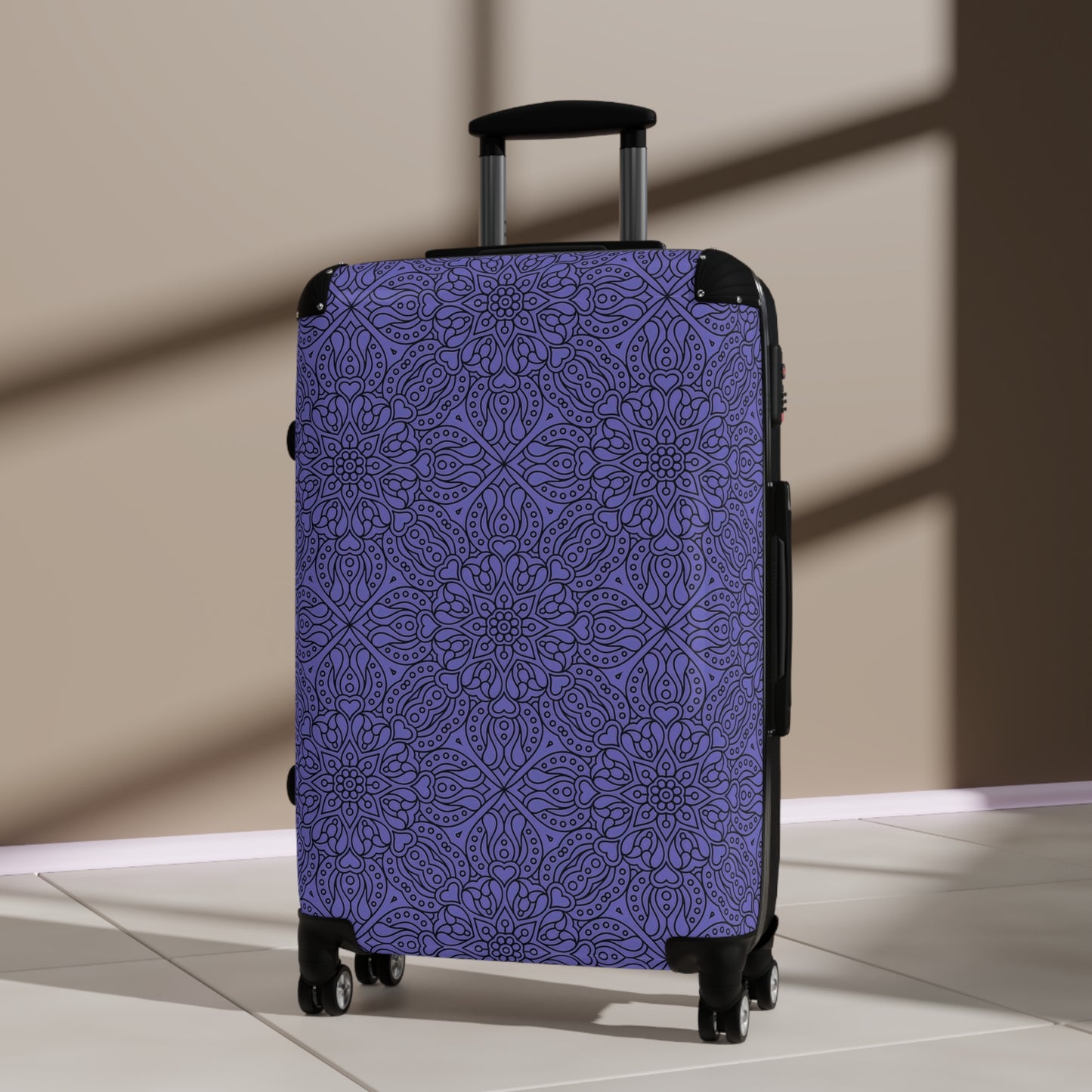 Purple Boho Chic Suitcase Cover, Stylish Luggage Protector, Travel Accessory, Personalized Travel Gift, Vacation Essentials - LOLA VEGAS ART