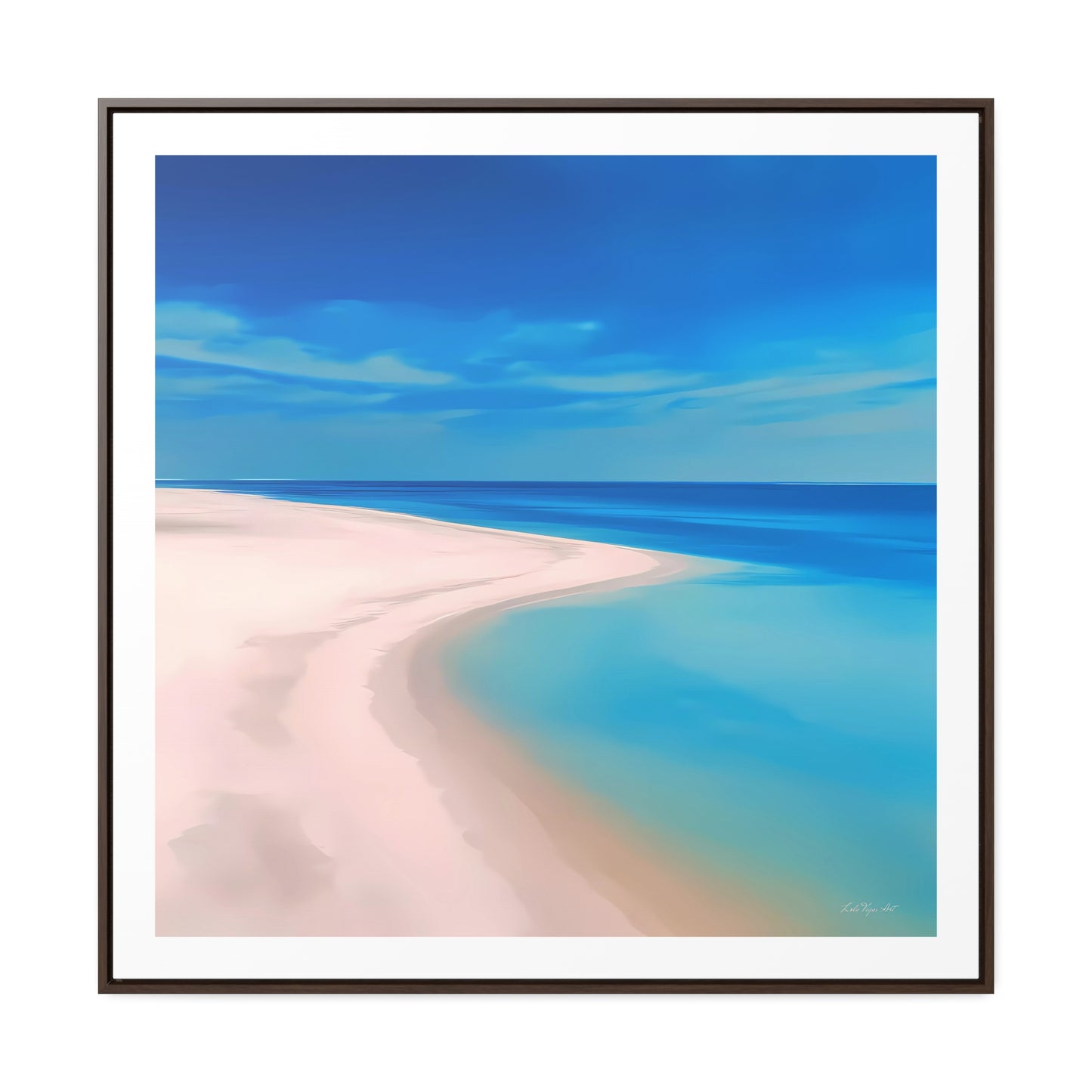 Square Frame Wall Art, Coastal Beach Decor, Gallery Canvas Wraps, Aerial Beach Scene, Serene Summer Beach Print, Ocean Wall Decor, Sandy - LOLA VEGAS ART