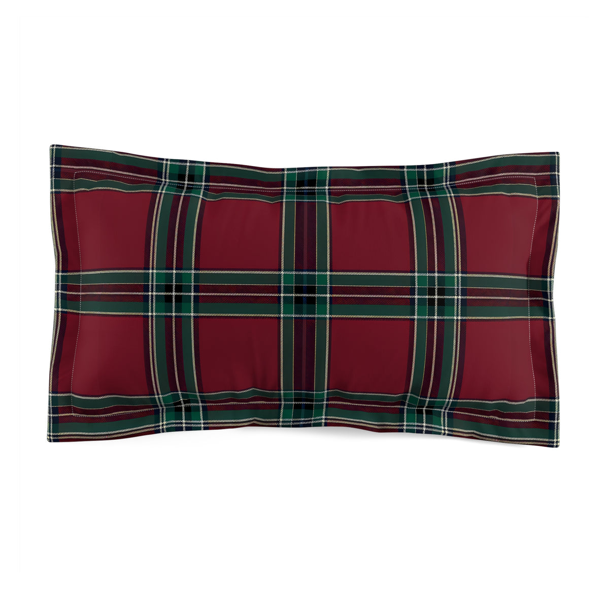 Red Green Plaid Microfiber Pillow Sham | Tartan Holiday Bedding