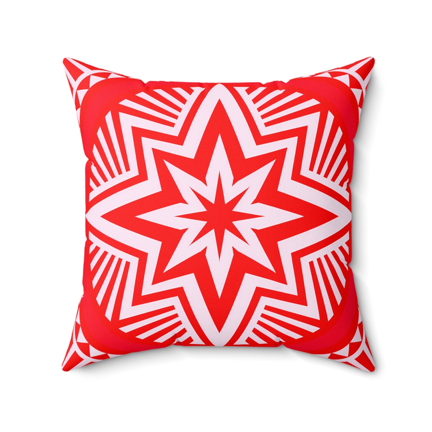 Read and White Bold Geometric Star Decorative Pillow, Modern Home Decor, Accent Cushion, Gift for Her, Festive Holiday Pillow