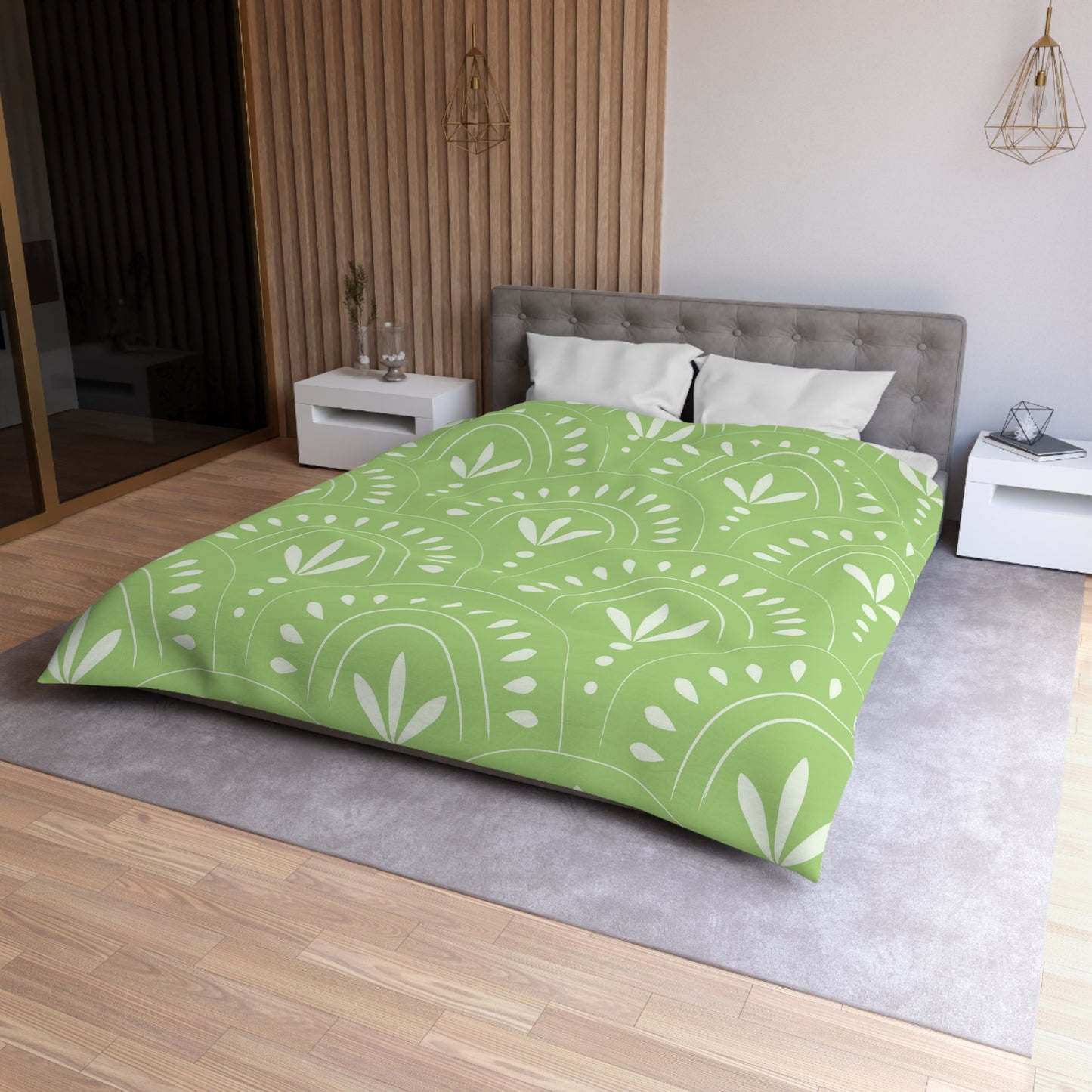 Botanical Pattern Microfiber Duvet Cover Set | Eco-Friendly Bedding for Cozy Bedrooms, Gift for Home Decor Lovers, Spring Refresh - LOLA VEGAS ART