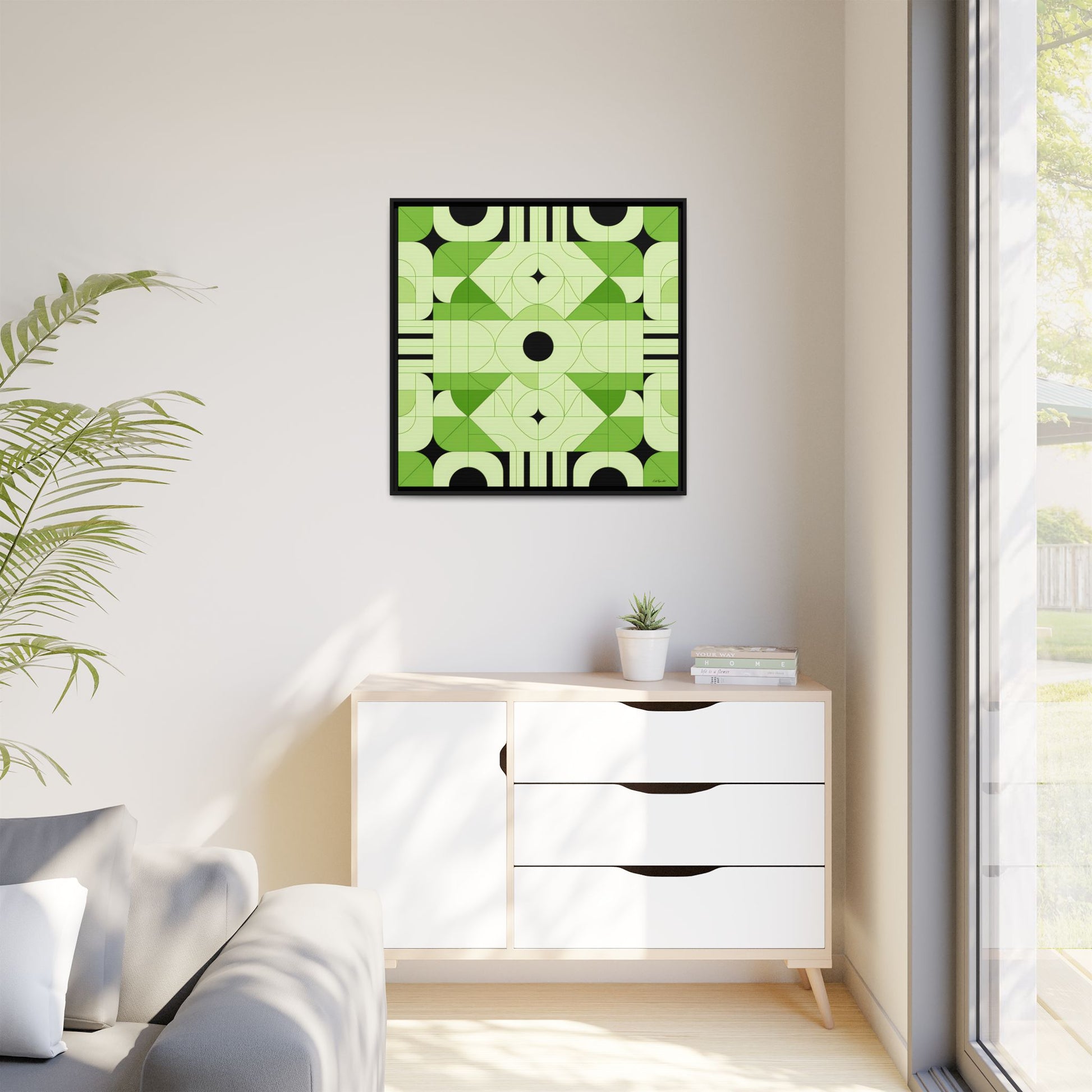 Abstract Green Geometric Art Print, Modern Framed Wall Art, Home Decor, Green Wall Art, Gift for Art Lovers, Minimalist Art - LOLA VEGAS ART