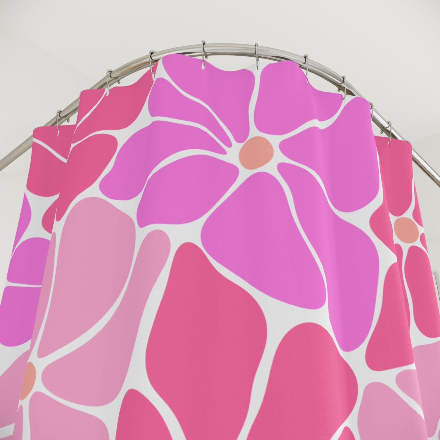 Vibrant Floral Shower Curtain, Chic Bathroom Decor, Pink Blossom Design, Modern Home Accessory, Gift for Flower Lovers, Spring Vibes - LOLA VEGAS ART