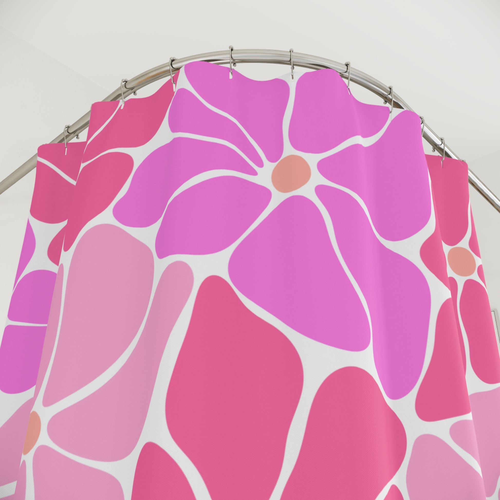 Vibrant Floral Shower Curtain, Chic Bathroom Decor, Pink Blossom Design, Modern Home Accessory, Gift for Flower Lovers, Spring Vibes - LOLA VEGAS ART