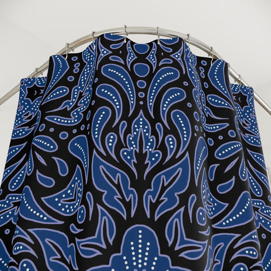Blue Paisley Mandala Shower Curtain | Boho Bathroom Decor, Eclectic Bathroom Accessory