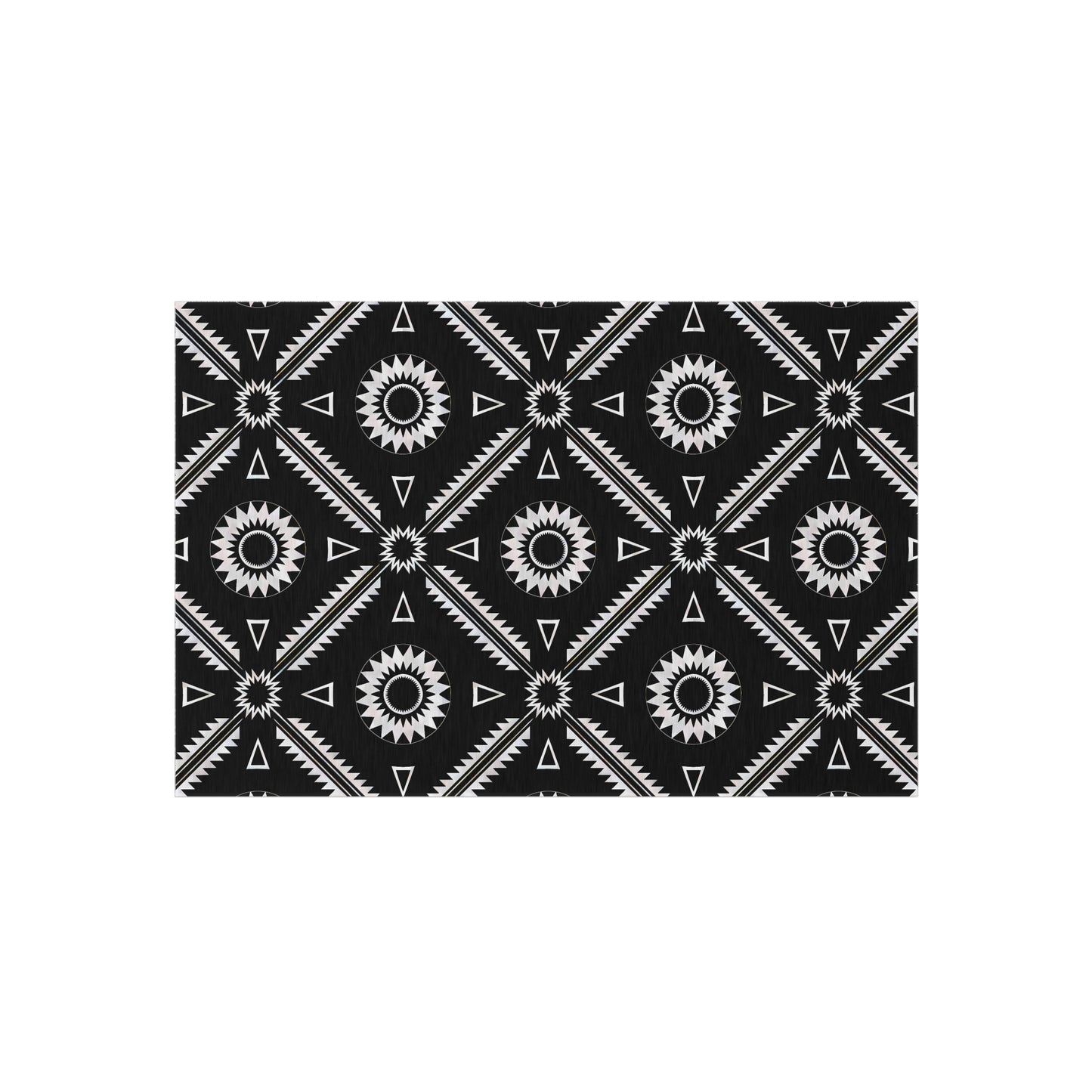 Black and White Southwestern Stylish Outdoor Rug for Patios, Boho Home Decor, Deck Mat, Garden Accent Rug, All-Weather Area Rug - LOLA VEGAS ART