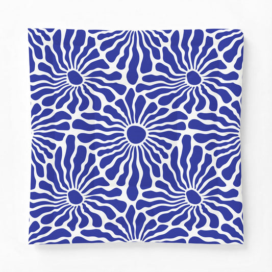 Blue Floral Burst Comforter | Duvet Cover, Navy Sunflower Pattern