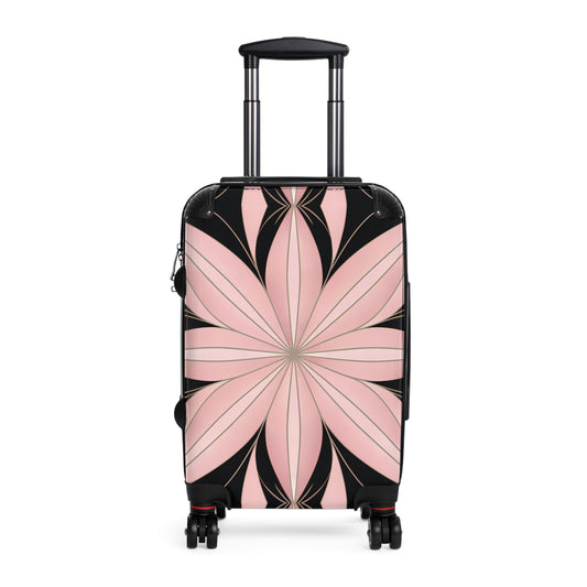 Suitcase, Luggage, Travel Bag, Art Deco, Flower Design, Pink and Black, Hollywood Regency, Unique Suitcase, Vintage Suitcase, Retro Travel - LOLA VEGAS ART