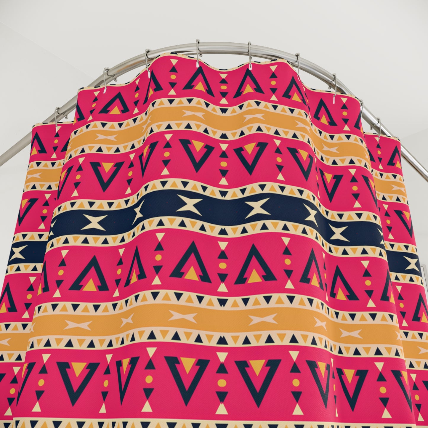 Boho Chic Shower Curtain, Colorful Tribal Pattern, Bathroom Decor, Ethnic Print Shower Curtain, Unique Bath Accessory