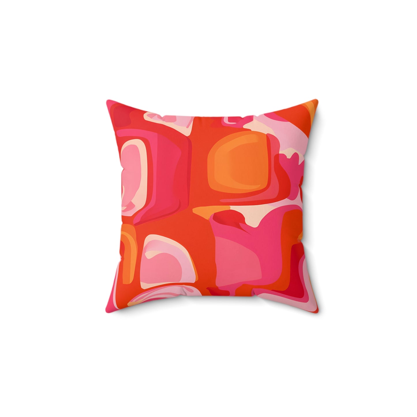 Boho Psychedelic Pillow, Retro Pink Orange Abstract Square Throw Pillow, Home Decor Accent, Bohemian Cushion, Groovy Pillowcase, Hippie - LOLA VEGAS ART