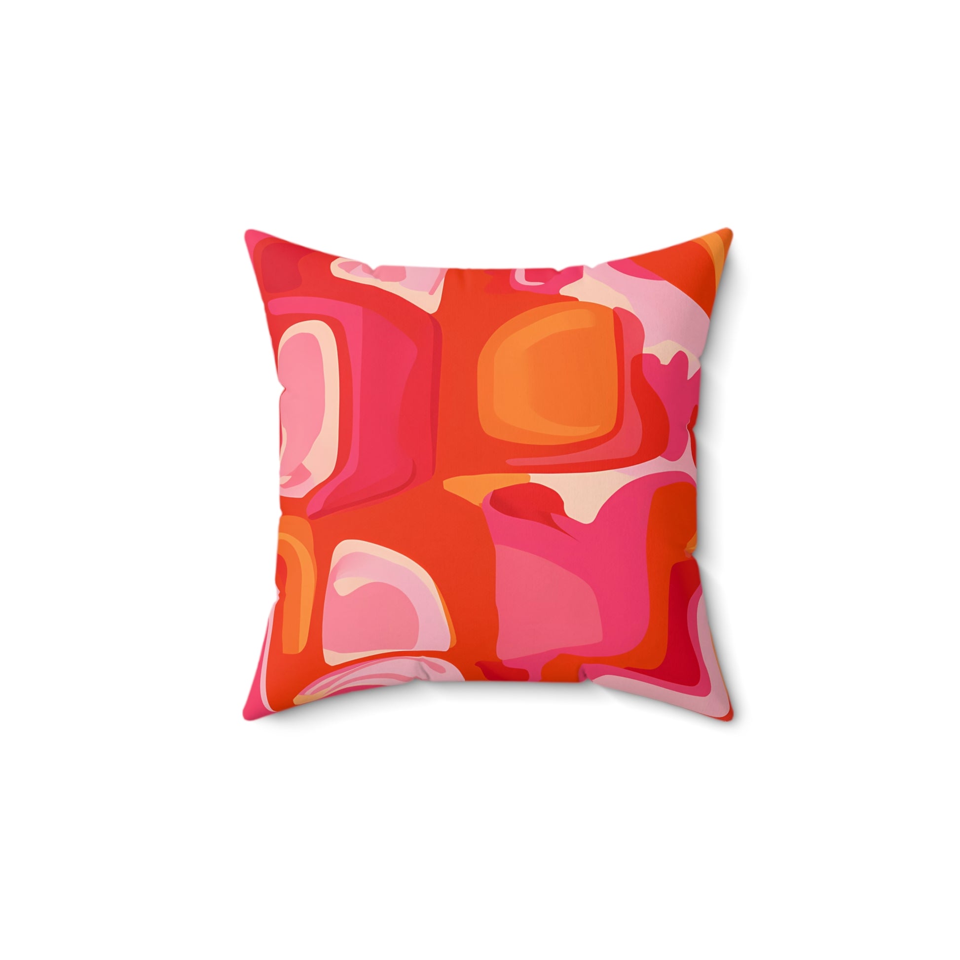 Boho Psychedelic Pillow, Retro Pink Orange Abstract Square Throw Pillow, Home Decor Accent, Bohemian Cushion, Groovy Pillowcase, Hippie - LOLA VEGAS ART