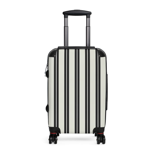 Black and White Vertical Stripes Suitcase | Hard Shell Carry-On Luggage