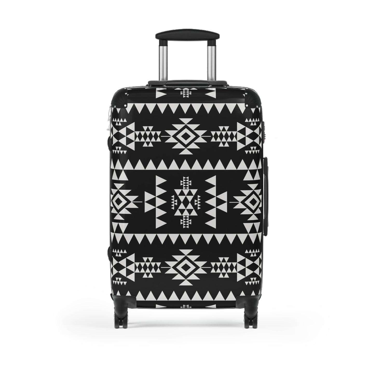 Trendy Black and Tribal White Patterned Suitcase for Stylish Travelers, Carry-On Luggage, Travel Gift, Vacation Essentials, Modern Design - LOLA VEGAS ART
