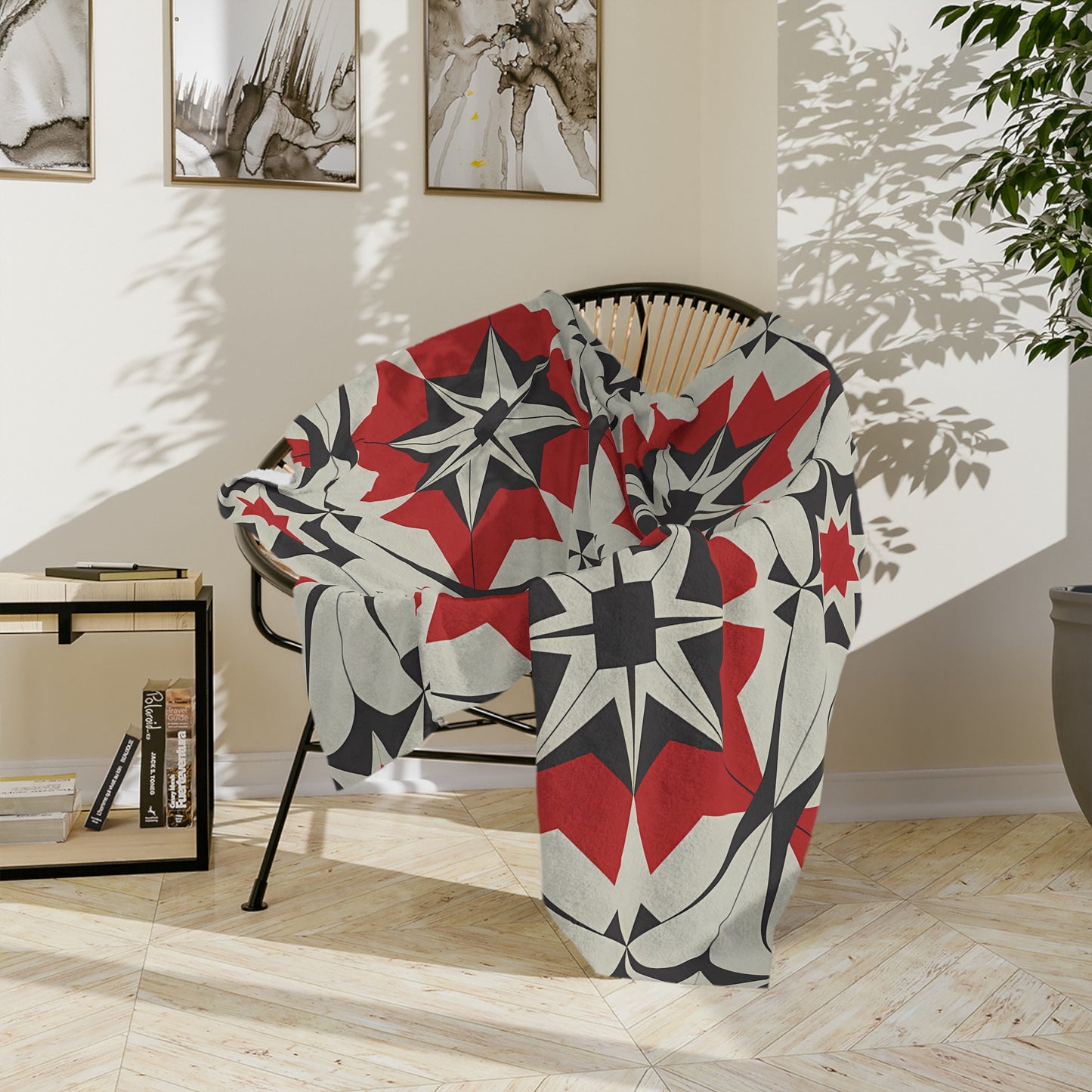 Geometric Pattern Velveteen Blanket, Cozy Home Decor, Perfect for Holidays, Gift for Friends or Family, Modern Throw - LOLA VEGAS ART