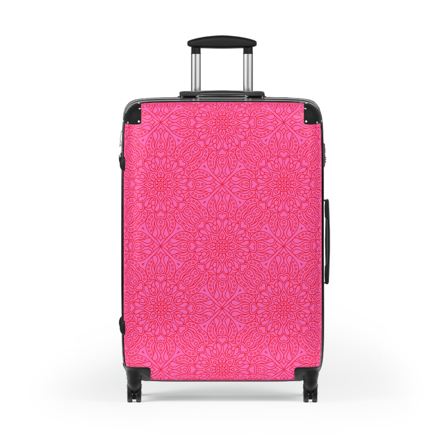 Stylish Pink Mandala Suitcase, Travel Luggage, Unique Carry-On, Bohemian Travel Gear, Fashionable Vacation Bag, Gift For Her - LOLA VEGAS ART