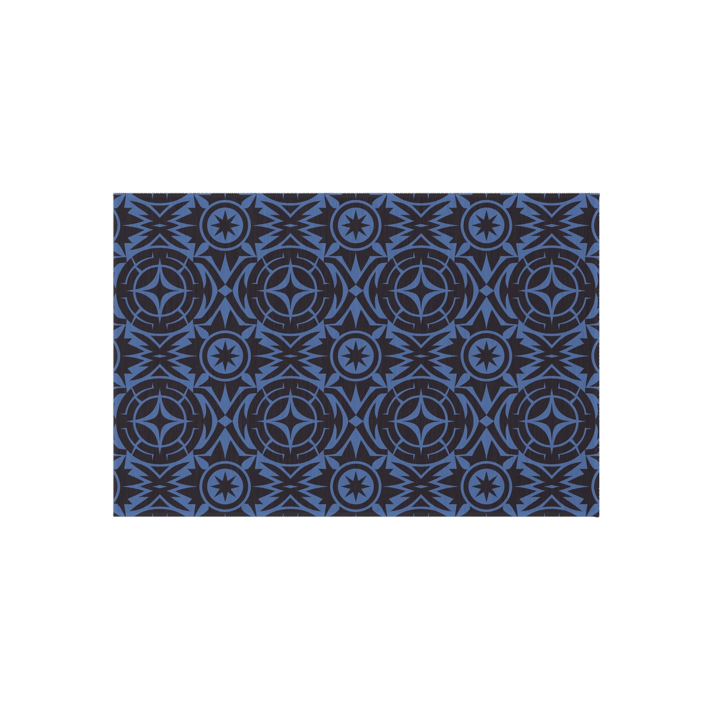 Blue and Black Stylish Outdoor Rug for Patios, Decks, and Porches, Durable Decorative Mat, Outdoor Living Essentials, Seasonal Decorations - LOLA VEGAS ART