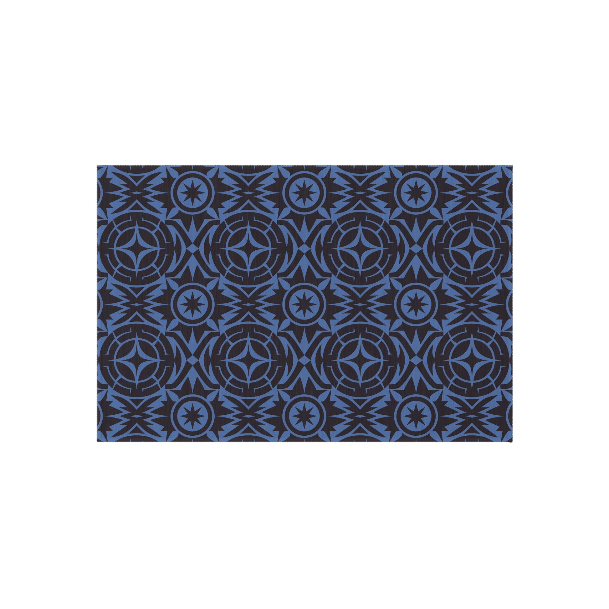 Blue and Black Stylish Outdoor Rug for Patios, Decks, and Porches, Durable Decorative Mat, Outdoor Living Essentials, Seasonal Decorations - LOLA VEGAS ART