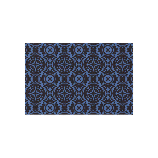 Blue and Black Stylish Outdoor Rug for Patios, Decks, and Porches, Durable Decorative Mat, Outdoor Living Essentials, Seasonal Decorations - LOLA VEGAS ART