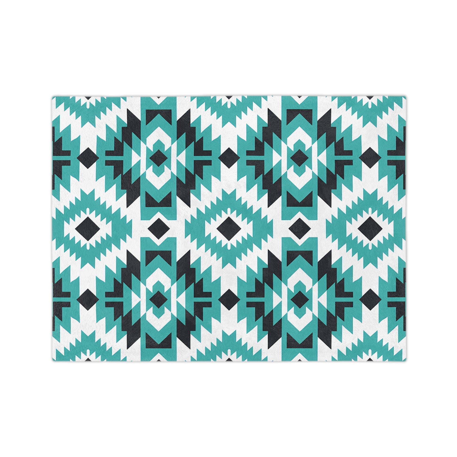 Turquoise Tribal Velveteen Blanket, Cozy Throw for Indoor, Outdoor Use, Perfect Gift for Relaxing & Home Decor, Tribe Pattern - LOLA VEGAS ART