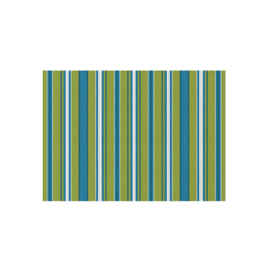 Blue Green White Stripe Outdoor/Indoor Rug | Patio Deck Mat