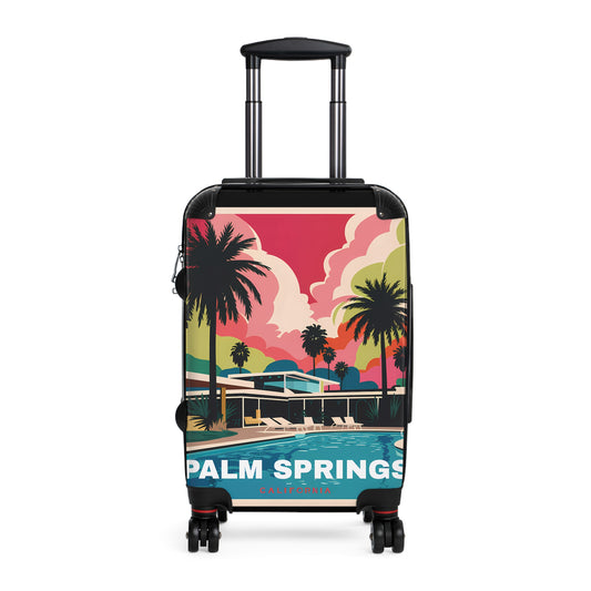 Palm Springs Suitcase, Luggage, Travel Bags - Retro Vintage Style Wanderlust Adventure Organizer, Weekend Getaway Bag, Honeymoon Travel - LOLA VEGAS ART
