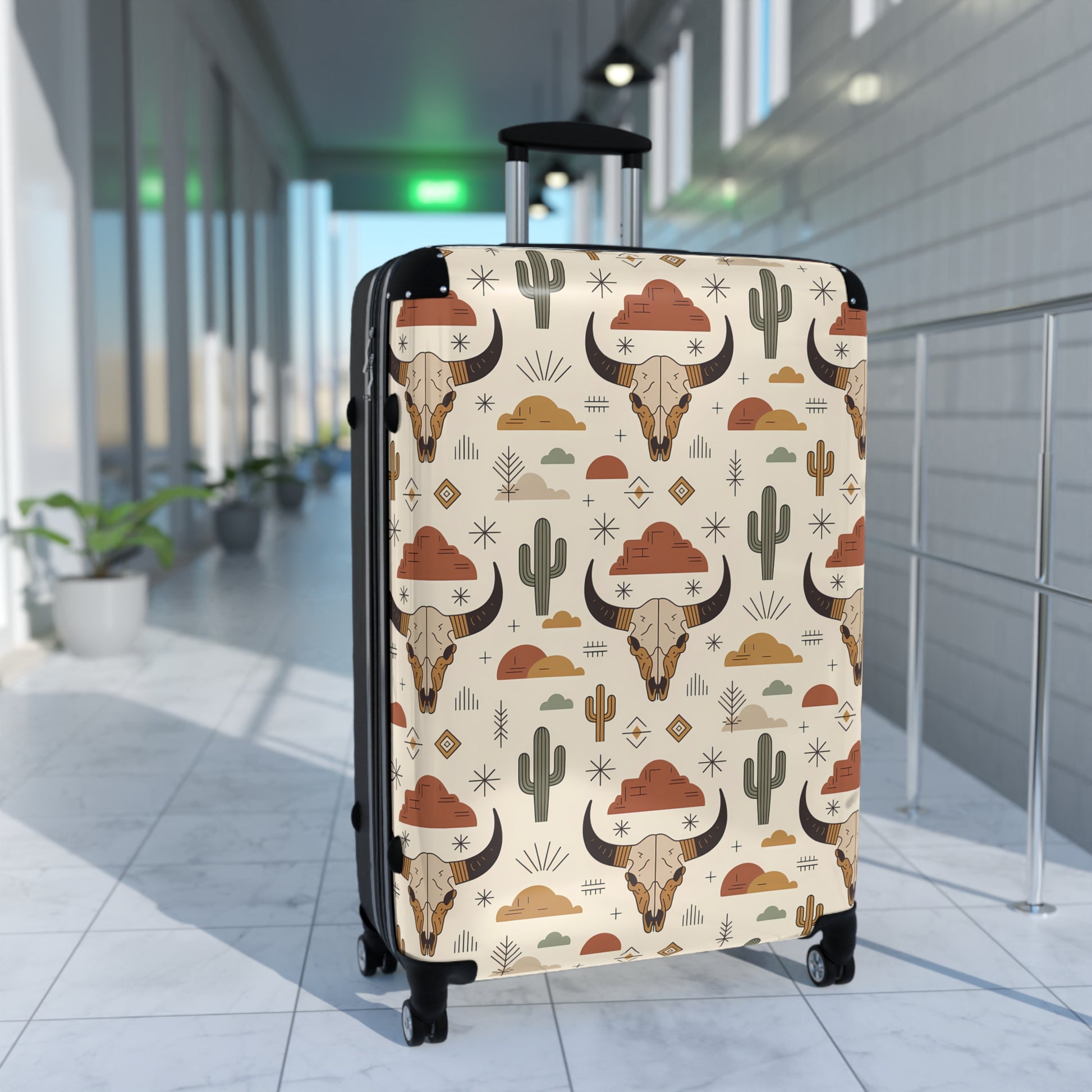 Southwest Desert Pattern Suitcase, Travel Luggage, Bohemian Style Carry-On, Unique Gift for Wanderlust, Vacation Accessory - LOLA VEGAS ART