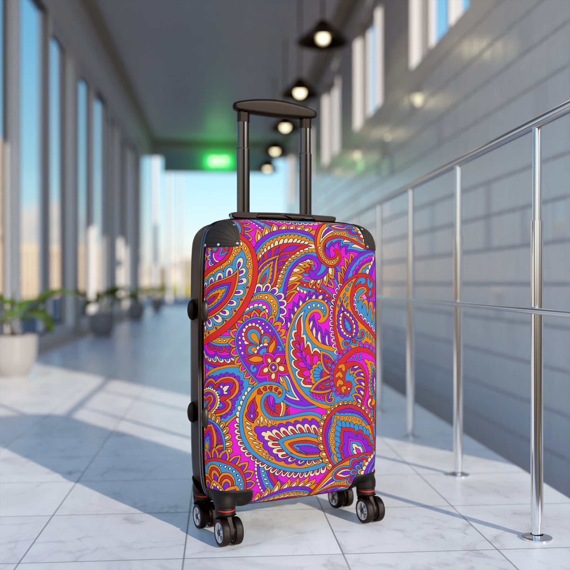Vibrant Paisley Suitcase - Travel Luggage, Colorful Spinner Bag, Stylish Carry-On for Jetsetters, Vacation Essentials, Gift Idea - LOLA VEGAS ART