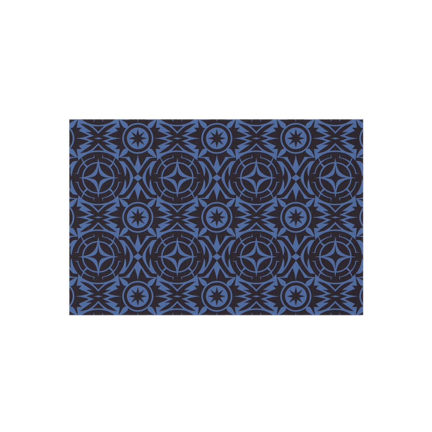 Blue and Black Stylish Outdoor Rug for Patios, Decks, and Porches, Durable Decorative Mat, Outdoor Living Essentials, Seasonal Decorations - LOLA VEGAS ART