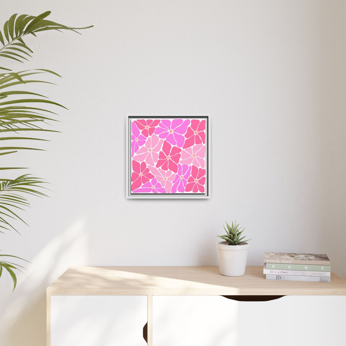 Pink Floral Wall Art, Framed Canvas Decor for Home, Vibrant Flower Print, Ideal Gift for Mother's Day, Spring Decor - LOLA VEGAS ART