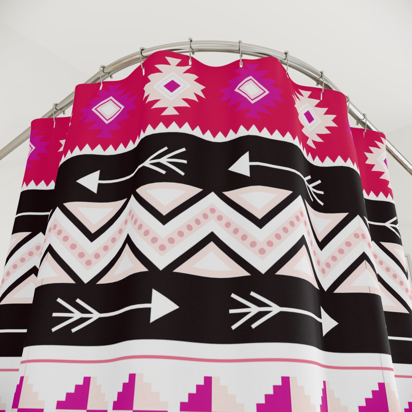Boho Chic Shower Curtain with Arrow Pattern, Vibrant Bathroom Decor, Tribal Style Home Accessory, Perfect for Modern or Rustic Spaces,