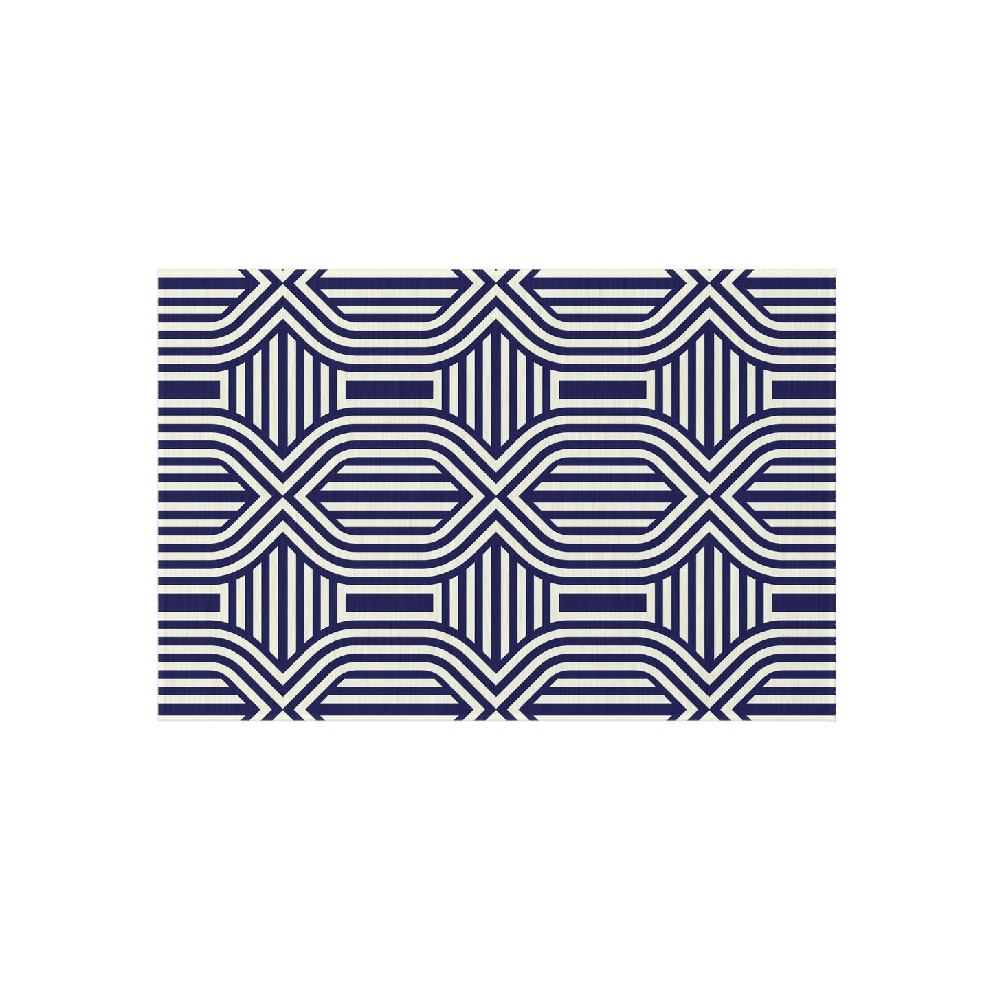 Navy and White Stylish Outdoor Rug, Patio Decor, Garden Mat, Indoor-Outdoor Area Rug, Beach Blanket, Porch Accent, Home Decoration - LOLA VEGAS ART