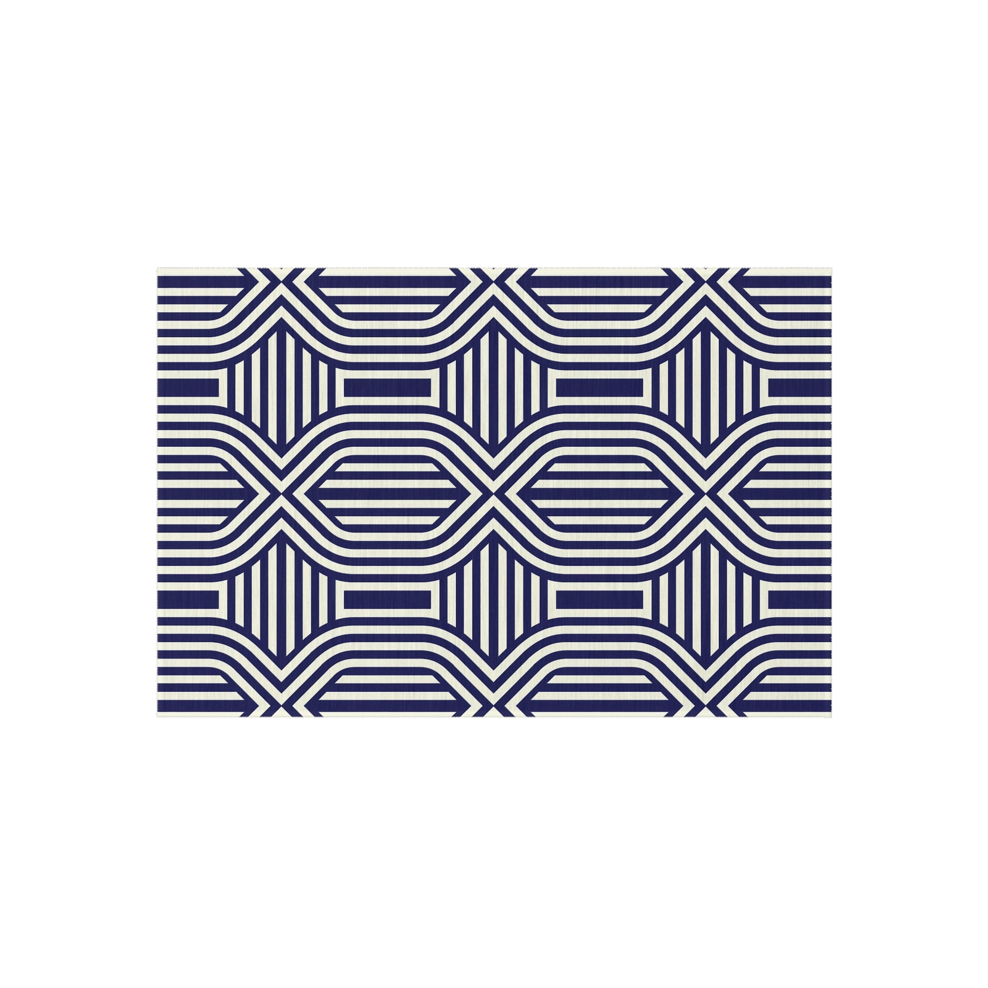 Navy and White Stylish Outdoor Rug, Patio Decor, Garden Mat, Indoor-Outdoor Area Rug, Beach Blanket, Porch Accent, Home Decoration - LOLA VEGAS ART