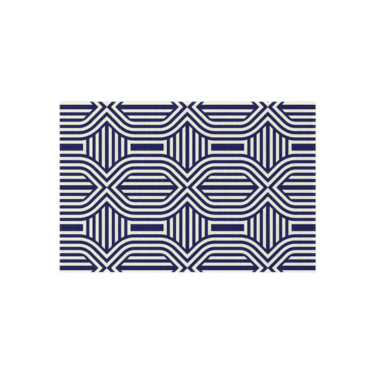 Navy and White Stylish Outdoor Rug, Patio Decor, Garden Mat, Indoor-Outdoor Area Rug, Beach Blanket, Porch Accent, Home Decoration - LOLA VEGAS ART