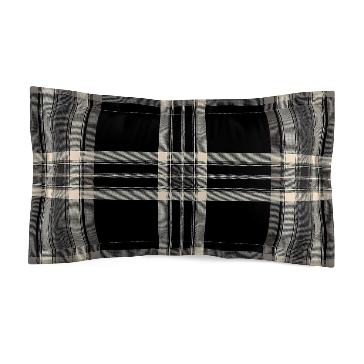 Black Gray Plaid Pillow Sham | Microfiber Pillow Sham