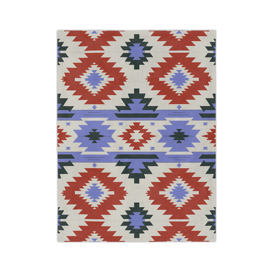 Cozy Southwestern Velveteen Microfiber Blanket, Soft Throw for Home Decor, Gift for Winter, Camping, and Outdoor Leisure, Southwest Pattern - LOLA VEGAS ART