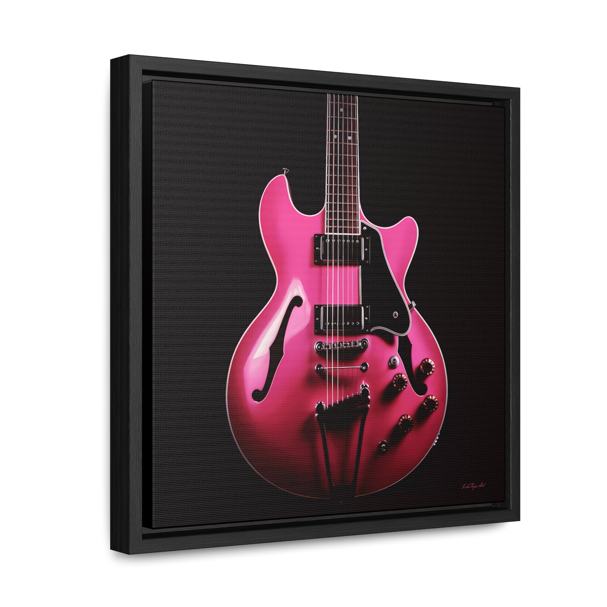 Square Frame Canvas Wall Art, Fine Art Hot Pink Electric Guitar Photography for Guitar Lovers - Hip & Dramatic Decor, Gallery Frames, Music - LOLA VEGAS ART